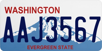 WA license plate AAJ3567