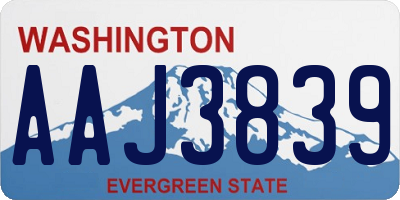 WA license plate AAJ3839