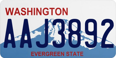 WA license plate AAJ3892
