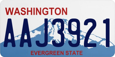 WA license plate AAJ3921