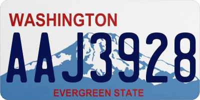 WA license plate AAJ3928