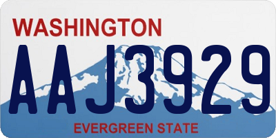 WA license plate AAJ3929