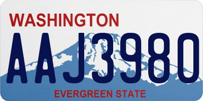 WA license plate AAJ3980