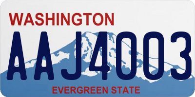 WA license plate AAJ4003