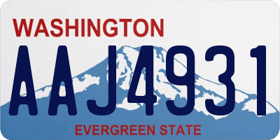 WA license plate AAJ4931