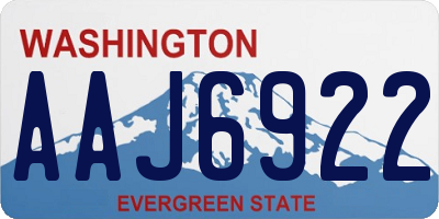 WA license plate AAJ6922