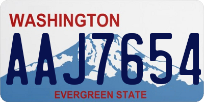 WA license plate AAJ7654