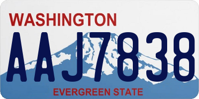 WA license plate AAJ7838