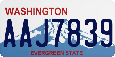 WA license plate AAJ7839