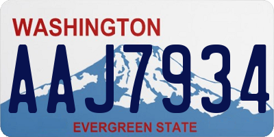 WA license plate AAJ7934