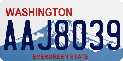 WA license plate AAJ8039