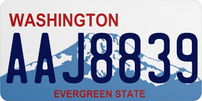 WA license plate AAJ8839