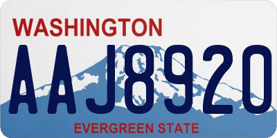 WA license plate AAJ8920