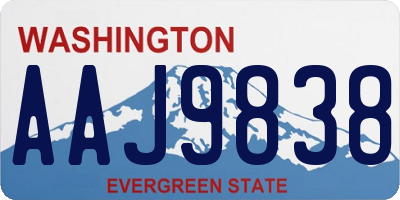 WA license plate AAJ9838