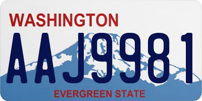 WA license plate AAJ9981