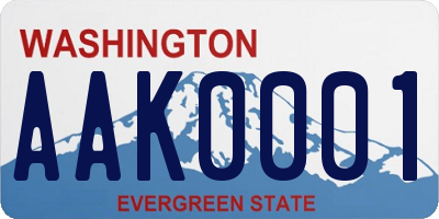 WA license plate AAK0001