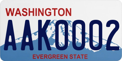 WA license plate AAK0002