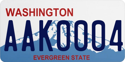 WA license plate AAK0004