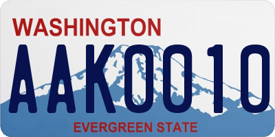WA license plate AAK0010