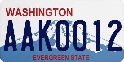 WA license plate AAK0012
