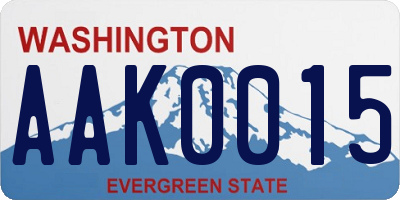 WA license plate AAK0015