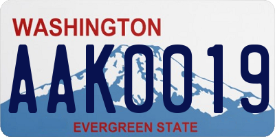 WA license plate AAK0019