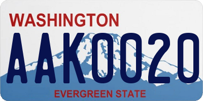 WA license plate AAK0020