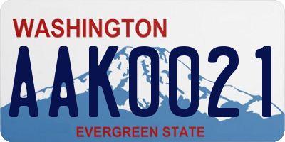 WA license plate AAK0021