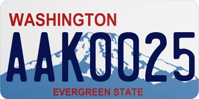 WA license plate AAK0025