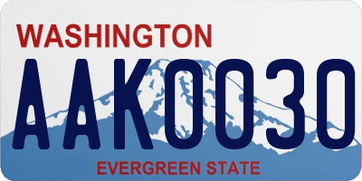 WA license plate AAK0030