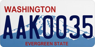 WA license plate AAK0035