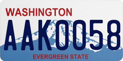 WA license plate AAK0058