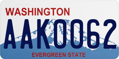 WA license plate AAK0062