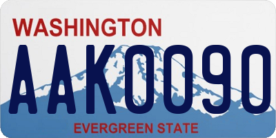 WA license plate AAK0090