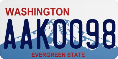 WA license plate AAK0098