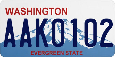 WA license plate AAK0102