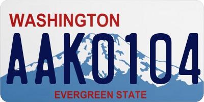 WA license plate AAK0104