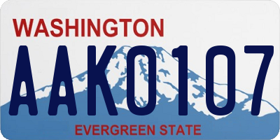 WA license plate AAK0107
