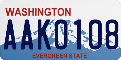 WA license plate AAK0108