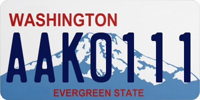 WA license plate AAK0111