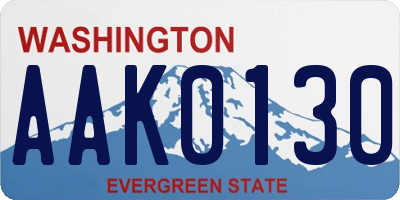 WA license plate AAK0130
