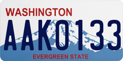 WA license plate AAK0133