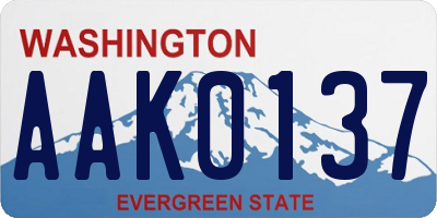 WA license plate AAK0137
