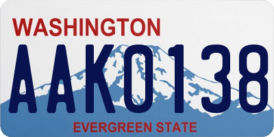 WA license plate AAK0138