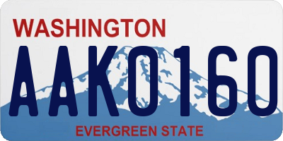 WA license plate AAK0160