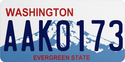 WA license plate AAK0173
