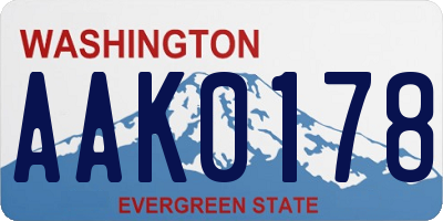WA license plate AAK0178
