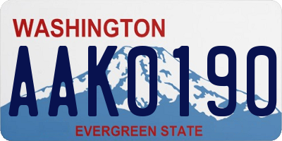 WA license plate AAK0190