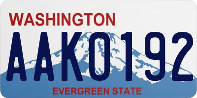WA license plate AAK0192