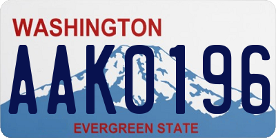 WA license plate AAK0196